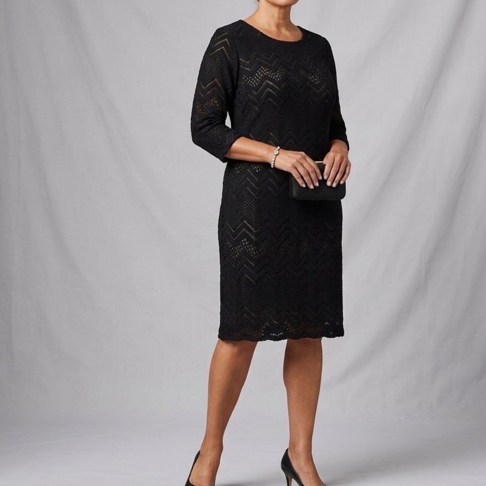 STUDIO M Womans Wool Blend Chevron Lace Midi Dress Size XL Cocktail Career